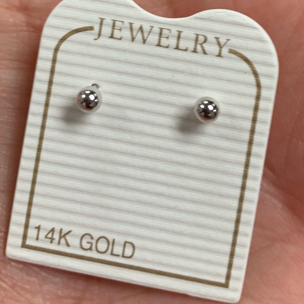 14k Rose Yellow Gold Stud Earrings 4mm - Picture 10 of 11
